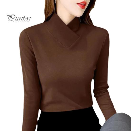 

Женские топы с высоким воротником и длинным рукавом, облегающие, мягкие, эластичные, однотонные, с уникальным вырезом горловины L кофейный
