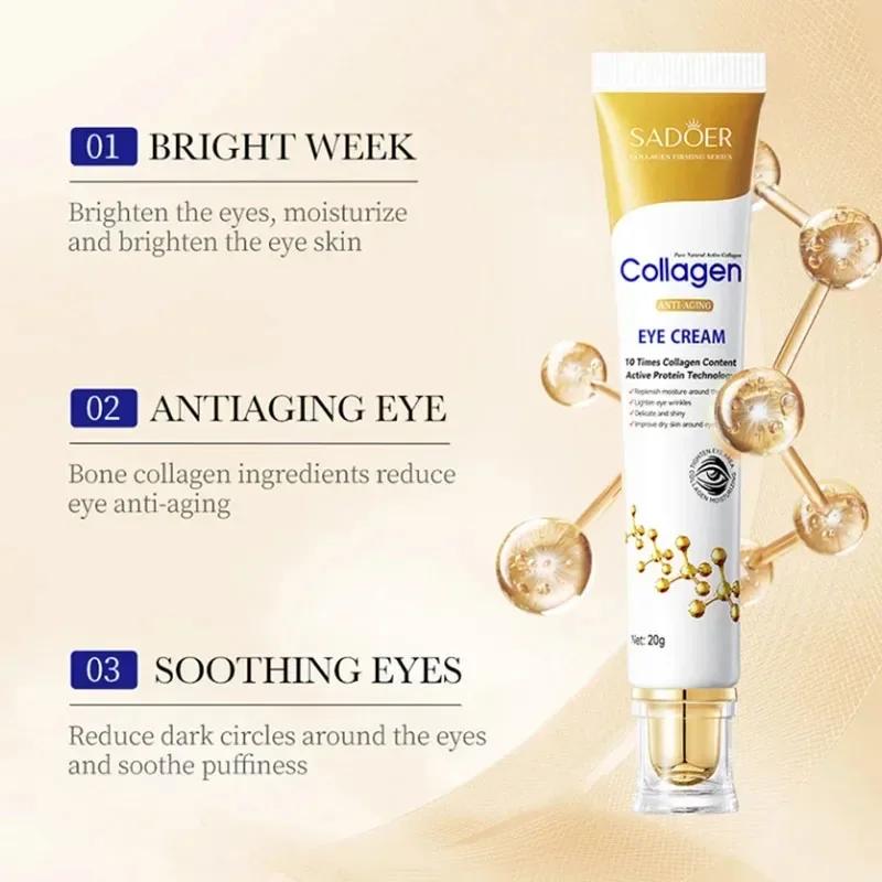 Quick De-Puffing Instant Collagen Eye Cream Anti-Wrinkle Firming Fade Fine Lines Dark Circles De-Puffing Eye Bags Brightening Eye Care