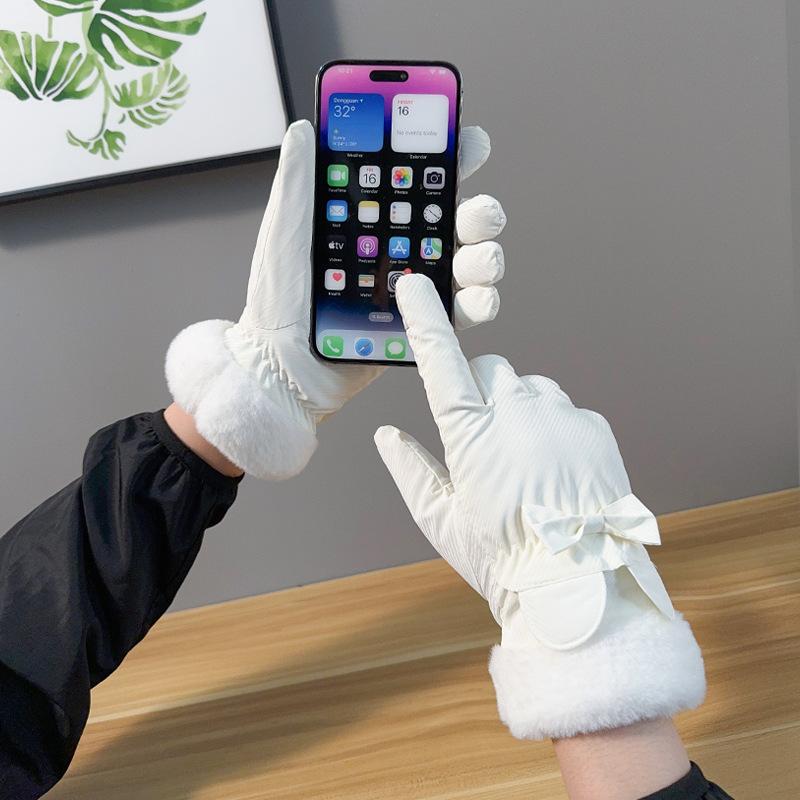 Gloves winter cycling warm fleece thickened touch screen waterproof