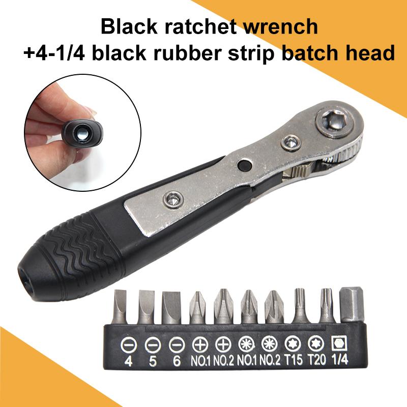 Double Head 36 Tooth Black Mini Ratchet Screwdriver Forward Reverse Wrench Cross Shaped Flat Screw Bits Repair Kit Socket Set