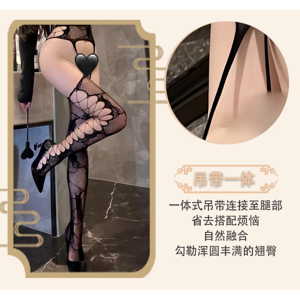 Man Desire Sex Stockings Fishnet Socks Black Side Mesh Retro Rose Sexy Hollow Stockings Pantyhose 4022