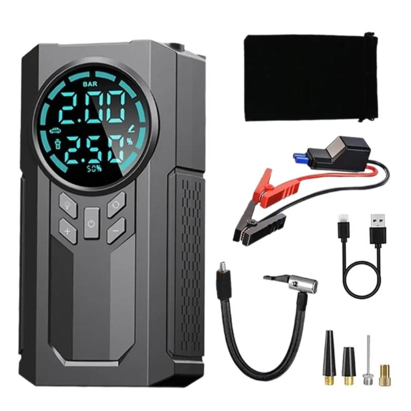 

Tire Inflator with Digital Pressure Gauge 12V Car Jump Starter for Car Tires Auto Pump 150PSI Air Compressor 1