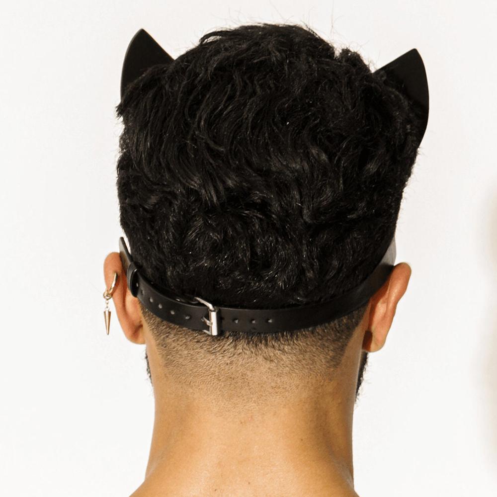 Máscara de Gato de Cuero para Hombre Cosplay Anime BDSM Halloween Máscara Vegana Hombre Sexy Fiesta Rave Punk Fetichismo Steampunk Máscara de Baile de Máscaras Carnaval