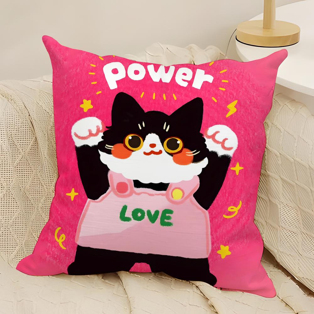 Cute cartoon cat patterns Pillow Case Natural Linen Double-Sided Printing Sofa Home Decor Cushion Cover