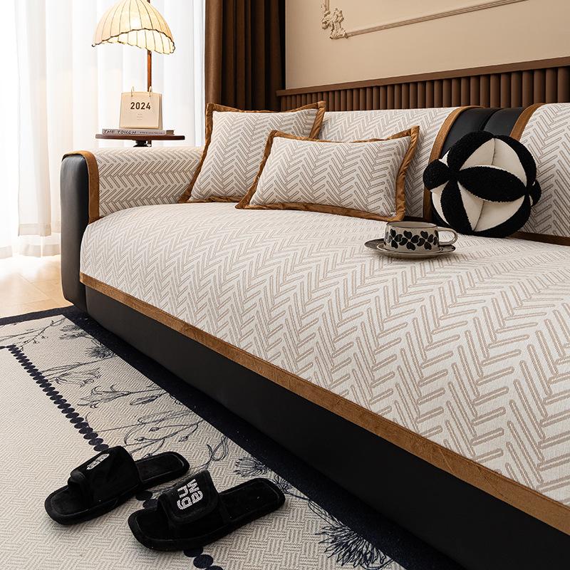 

Chenier Sofa Cushion Is Universal In All Seasons New Light Luxury High-End Straight Row Cushion Cloth Non-Slip Striped Seat Cushion 70*70cm