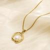Fashionable Light Luxury Pearl Pendant Necklace with Irregular Circle Design and Durable Colorfast Titanium Steel Chain