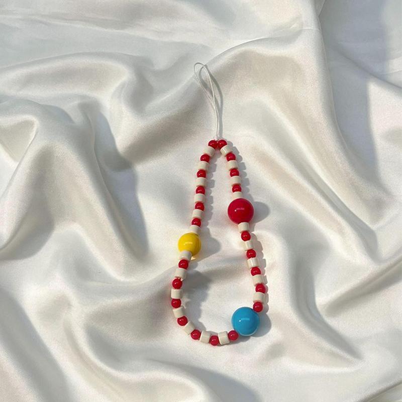 Ins Dopamine Star Black Yellow Beaded Phone Charm Strap Pendant For Iphone Camera Accessrioes Chain Lanyard Girls Hanging Rope