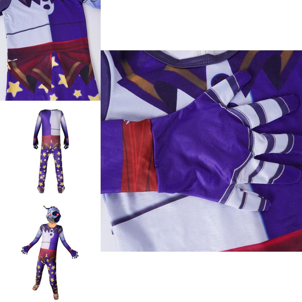 Sundrop Fnaf Clown Cosplay Clothing Boys Girls Bodysuit Mask Party Jumpsuit Perfect For Halloween Cosplay And Parties
