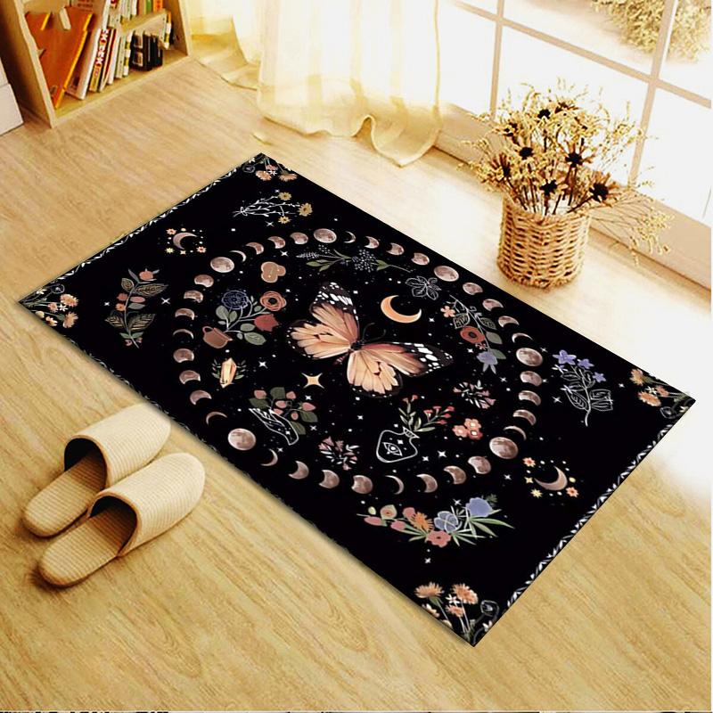 Butterfly Moon Mushroom Carpet Rug for Living Room Bedroom Home Sofa Decoration,Kids Play Non-slip Floor Mat