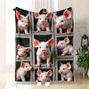 Funny Piglet Blanket 2D Grid Cute Little Pink Pig Flannel Throw Blanket  Adorable Farm Animal Warm Sofa Cover