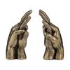 Holding Hands Statue Artistic Resin Sculpture Palm Gesture Design Ornament Metallic Texture Indoor Outdoor Decor