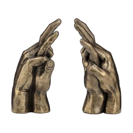 Holding Hands Statue Artistic Resin Sculpture Palm Gesture Design Ornament Metallic Texture Indoor Outdoor Decor