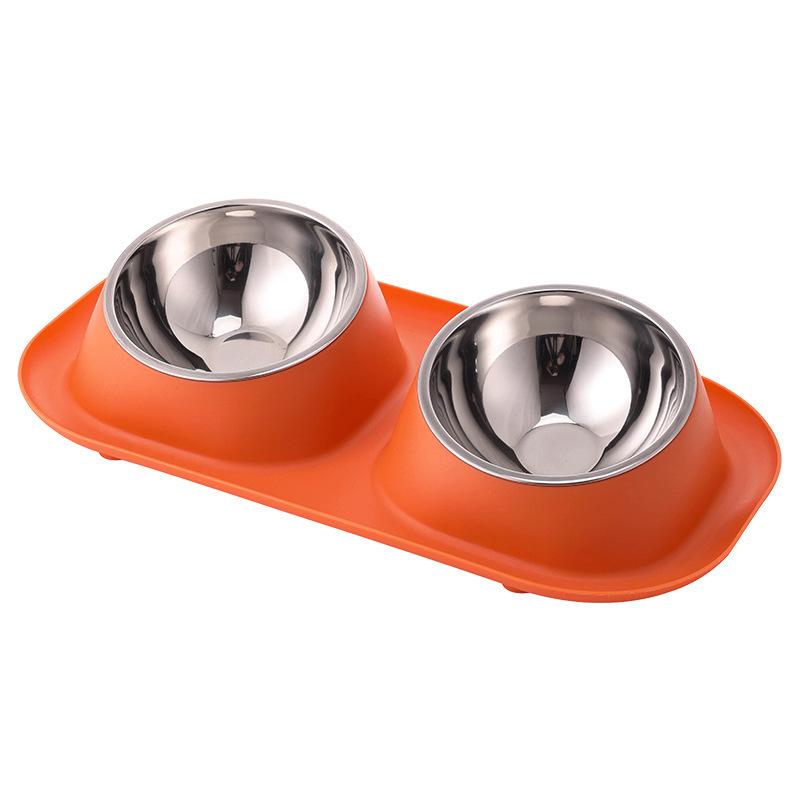 Set di 2 Ciotole per Animali Domestici Inclinabili a 15° in Acciaio Inossidabile Antivibrazione Alimentatore Acqua Cibo per Gatti e Cani Piccoli Blu Verde Arancione Giallo