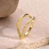 Luxury Zircon Geometric V Rings For Women Gold Color Stainless Steel V Shape Adjustable Ring Wedding Christmas Jewelry Gift
