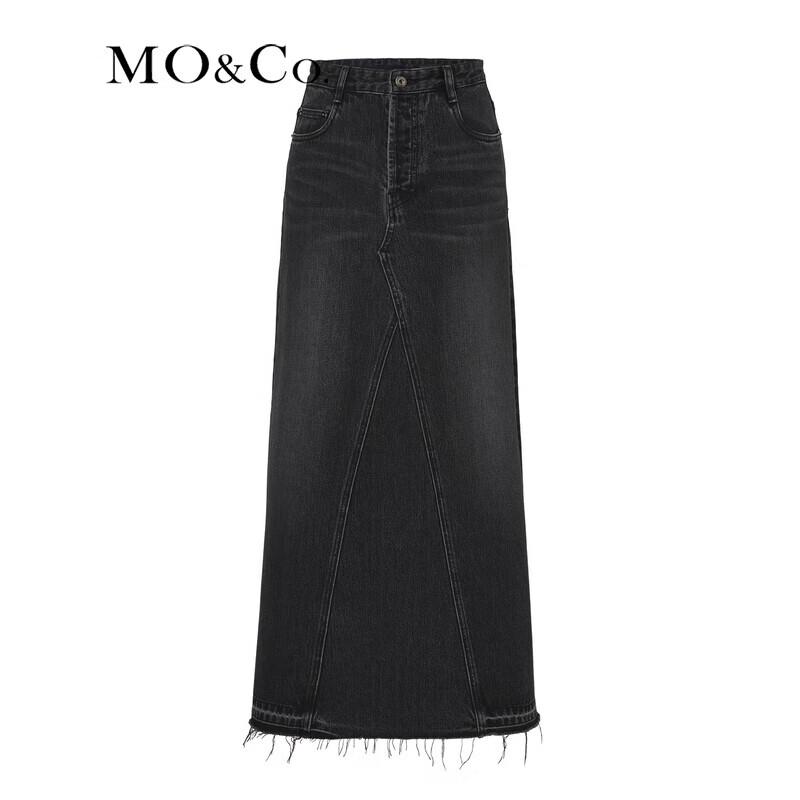 MO&Co. Women's High-Waist Ripped Denim Skirt