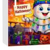 Halloween Advent Calendar 2025 24 Day Countdown Calendar with Acrylic Ghost/Gnome/Pumpkin Ornaments for Indoor Outdoor Home Party Decor