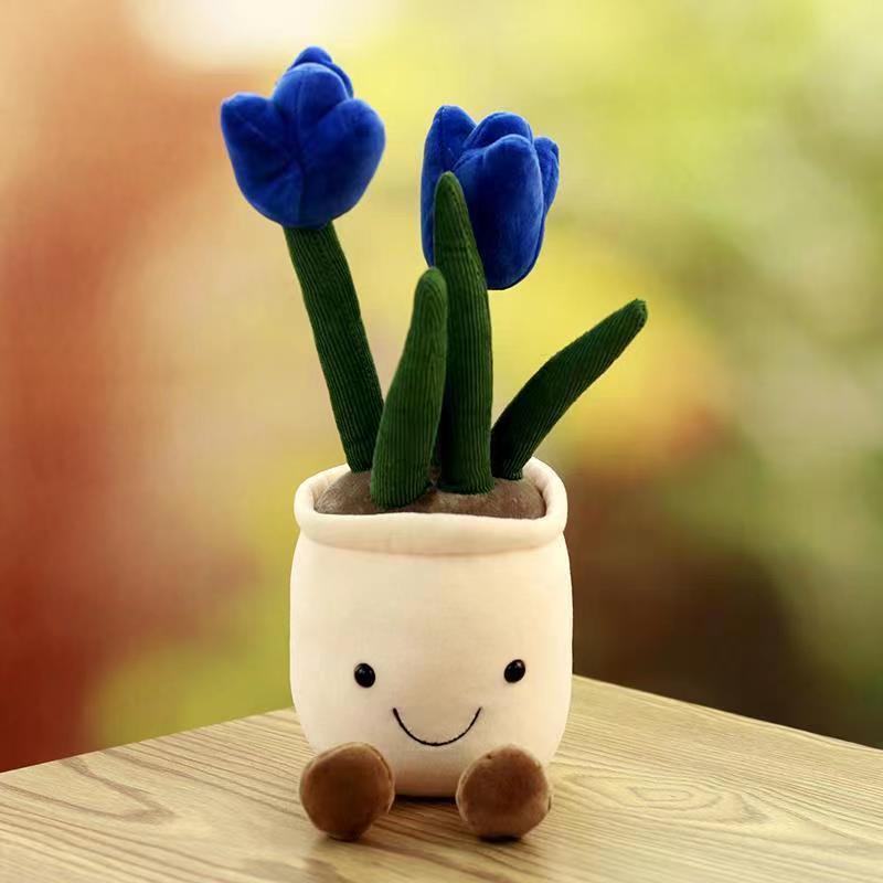 Lifelike Tulip Plant Plush Soft Plush Stuffed Toys Potted Flower Tulip Bookshelf Home Living Room Decor For Girl Gift