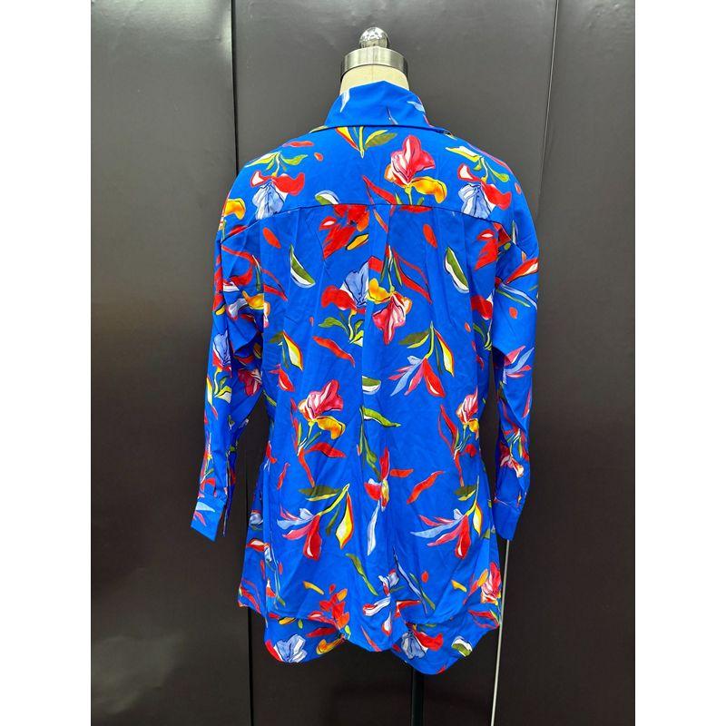 European and American Style Women's Spring and Autumn Casual Printed Long Sleeve Shirt and Shorts Two-Piece Set
