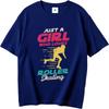 Street Wear Boys Crew Neck Tshirt Daily Wear Just A Girl Who Loves Roller Skating Minimalist Unisex Teeshirt Lightweight Tee