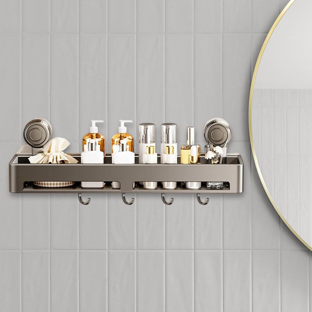 Shower Suction Shelf Shower Shelves Suction Wall Holder Towel Holder Rack With Hooks Storage Organizer Wall Mount Bathroom