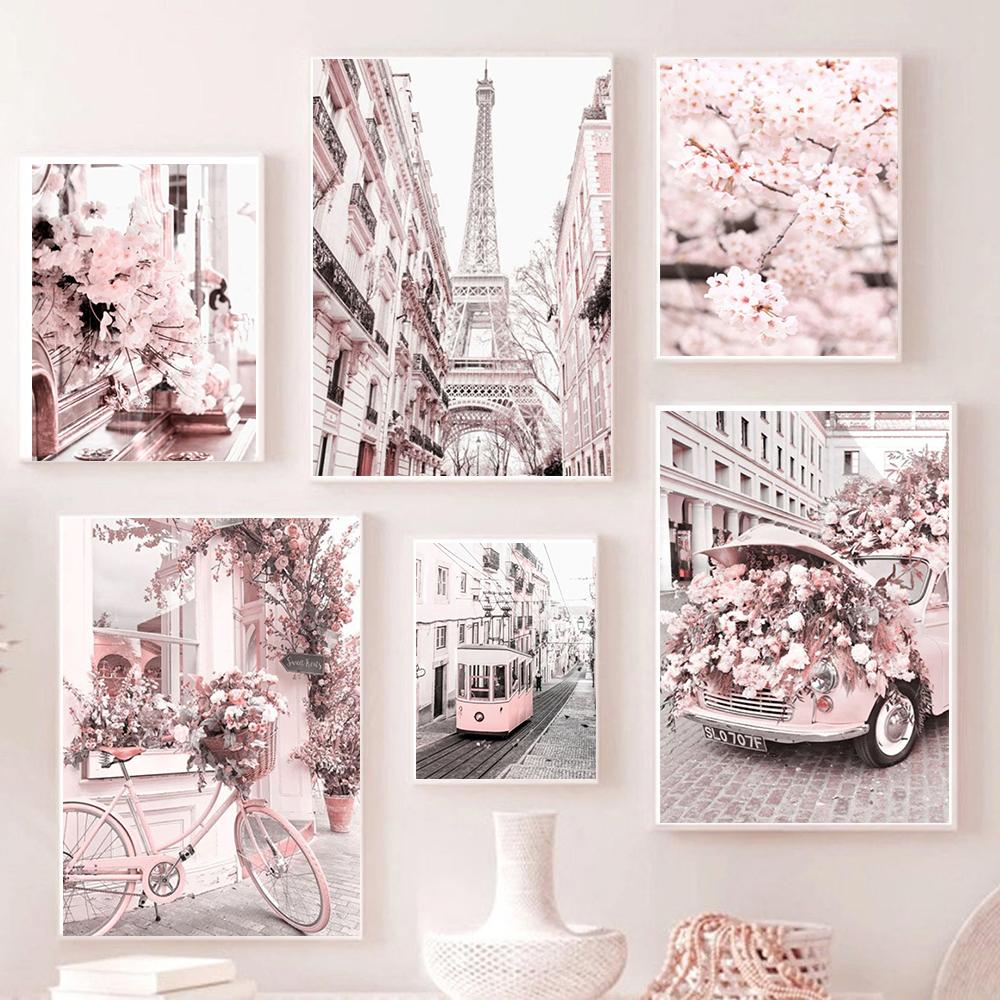 

Парижская башня Кофе Старинный автомобиль Велосипед Трамвай Цветочное искусство Картина маслом Скандинавский стиль