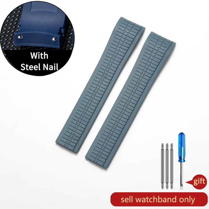 

Для Patek Philippe 5167 Grenade 21мм Aquanaut Вигнутий з Цвяхом Сталева Розкладна Застібка Гумовий Силіконовий Водонепроникний Замінний Ремінець для Годинника 21mm