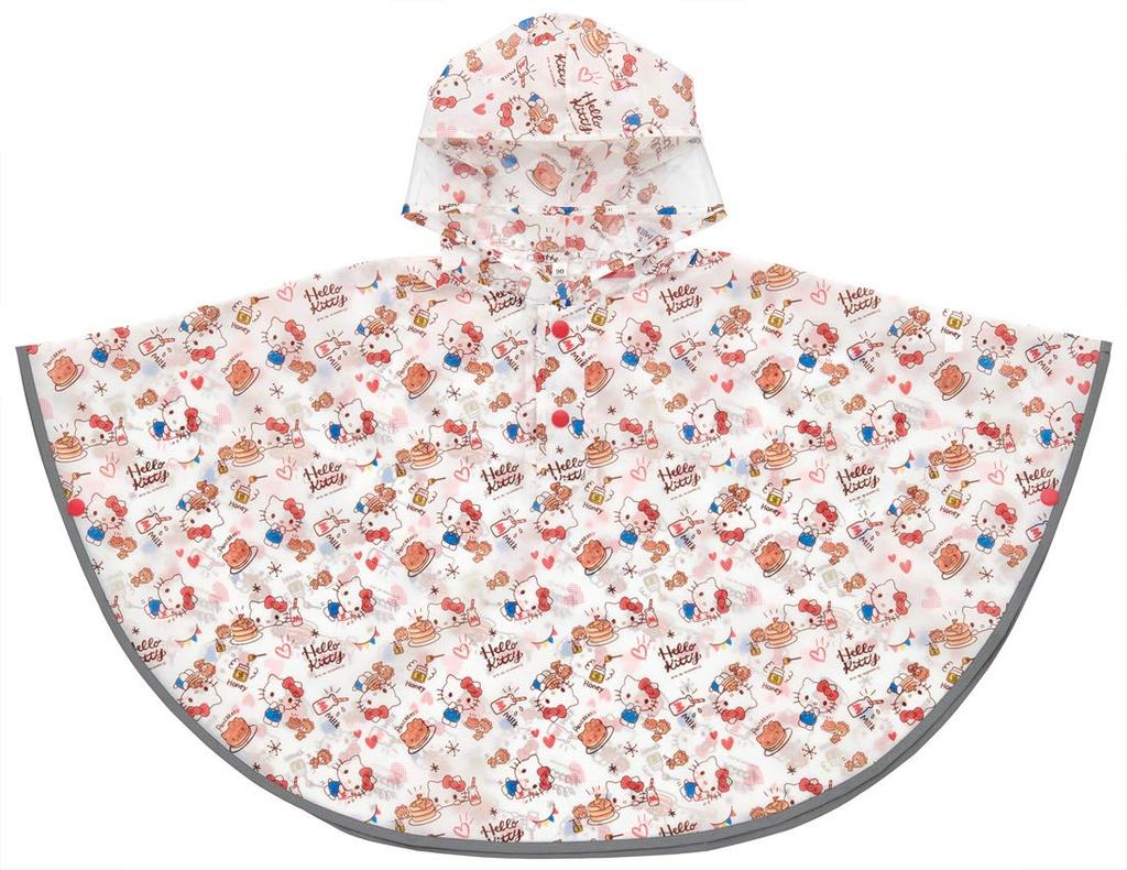 Skater Rain Poncho for Hello Suitable for Height RAPO2 Kids, Raincoat, Kitty, Sanrio, Girls, 80-100cm,