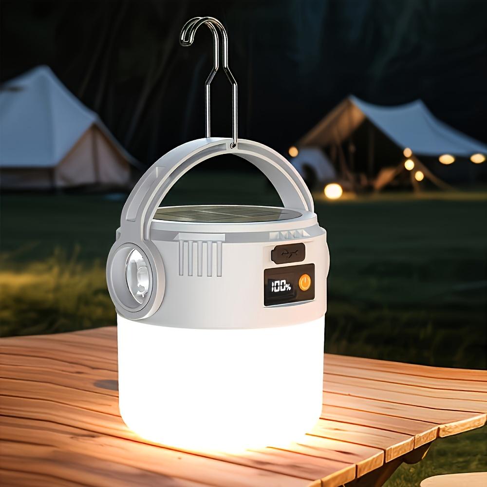 Solcelle campinglys USB oppladbart med metallkrok teltlys display batterinivå Utendørsaktivitet camping fiske Kompakt design