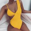 Women's Swimsuit Solid Color Cutout One Piece Sexy Bikini Brazilian Beachwear