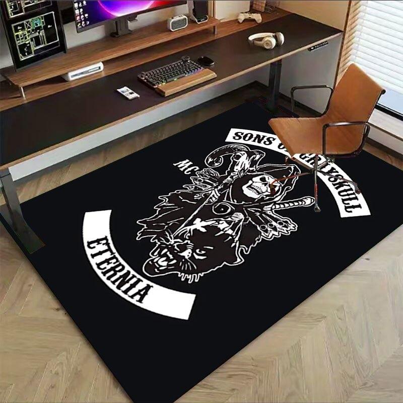 1pc Sons of Anarchy Themed Office Carpet Chair Mats - Durable Polyester Rug for Home Theater, Office, Dorm Room Decor - tA81