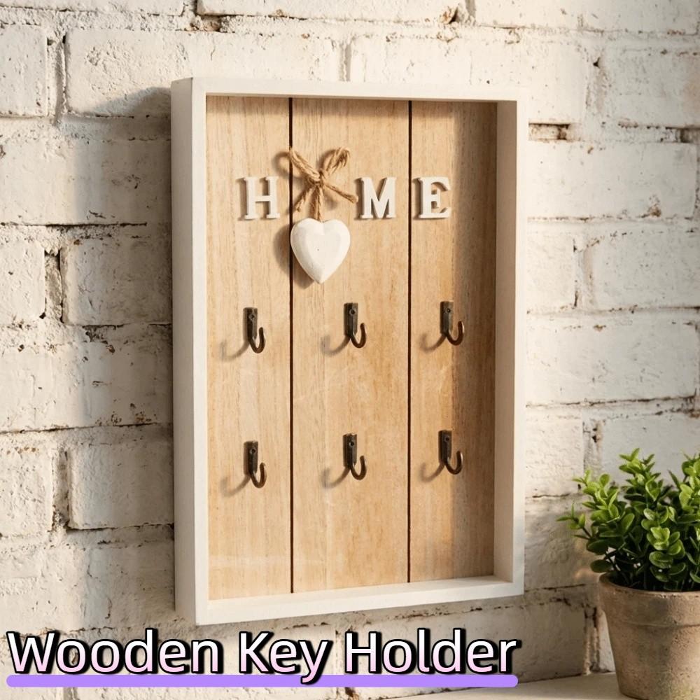 Wall Mount Wooden Key Holder Rustic Cabinet Key Rack Modern Key Storage Shelves  Entryway