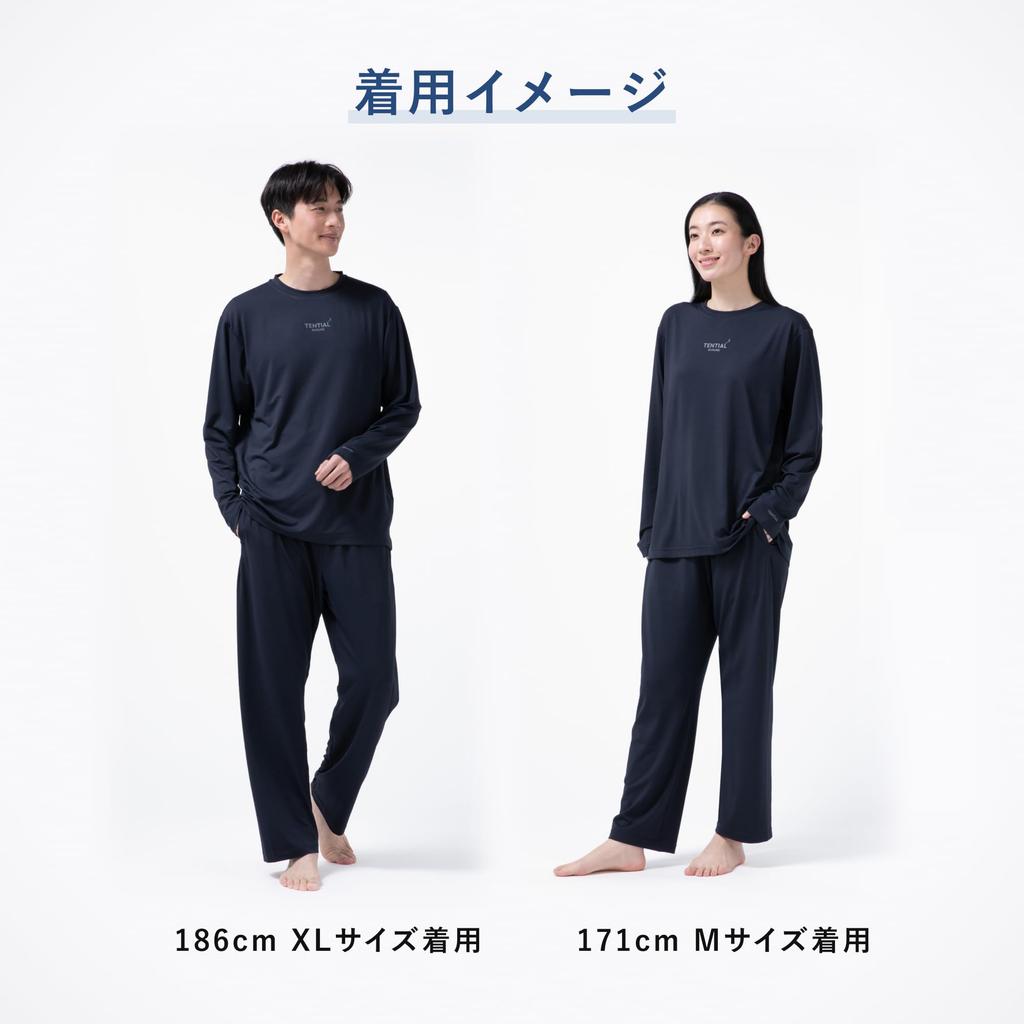 TENTIAL BAKUNE Mesh Top and Bottom Set Sleeve and General Medical Device Recovery Size M (Long Pants), Wear, Unisex, Black,