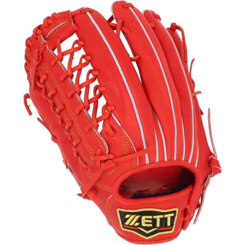 ZETT Pro Status Hard Baseball Glove Deep Size Made In Includes Glove BPROG771 (5800), Left-Handed Throw, Orange, 9, Japan, Bag,