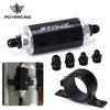 ID:58MM Universal Fuel Filter with Bracket with 2pcs AN6/AN8/AN10 Adaptor Fittings with 100micron Steel Element PQY5573+LS2511
