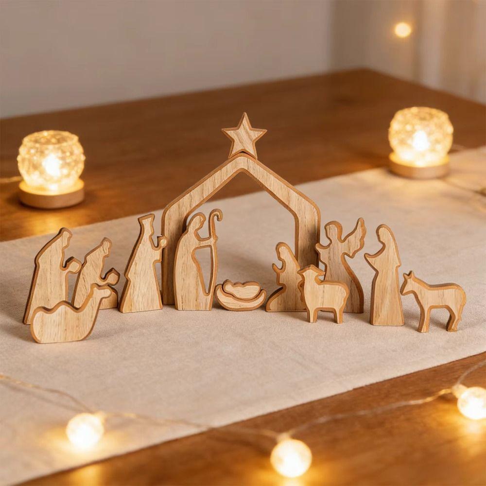 Mini Nativity Scene Decorations Stable Wooden Nativity Scene Set Nativity Scene Table Centerpiece