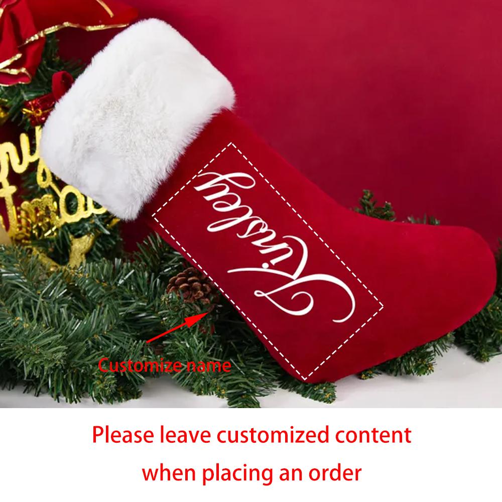 

Персонализированный плюшевый рождественский чулок, вязаный семейный чулок, чулки для праздника Сочельника, рождественский подарок, новогодний подарок, мешок для конфет 1pcs 20inch