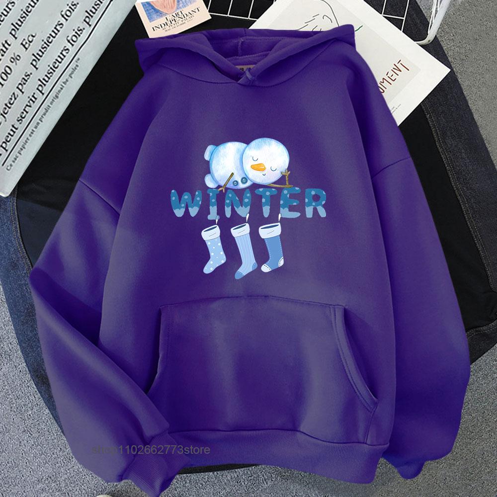 Christmas Socks Print Hoodies Blue and White Chinoiserie Sweatshirt Winter Clothes Women Cartoon Men's Long Sleeve Tops