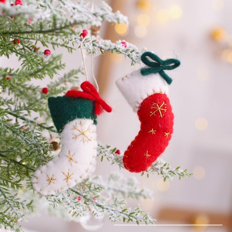Christmas Tree Decoration 2025 Felt Christmas Tree Pendant Xmas Stockings Santa Claus Snowflakes For Home Natal Decor