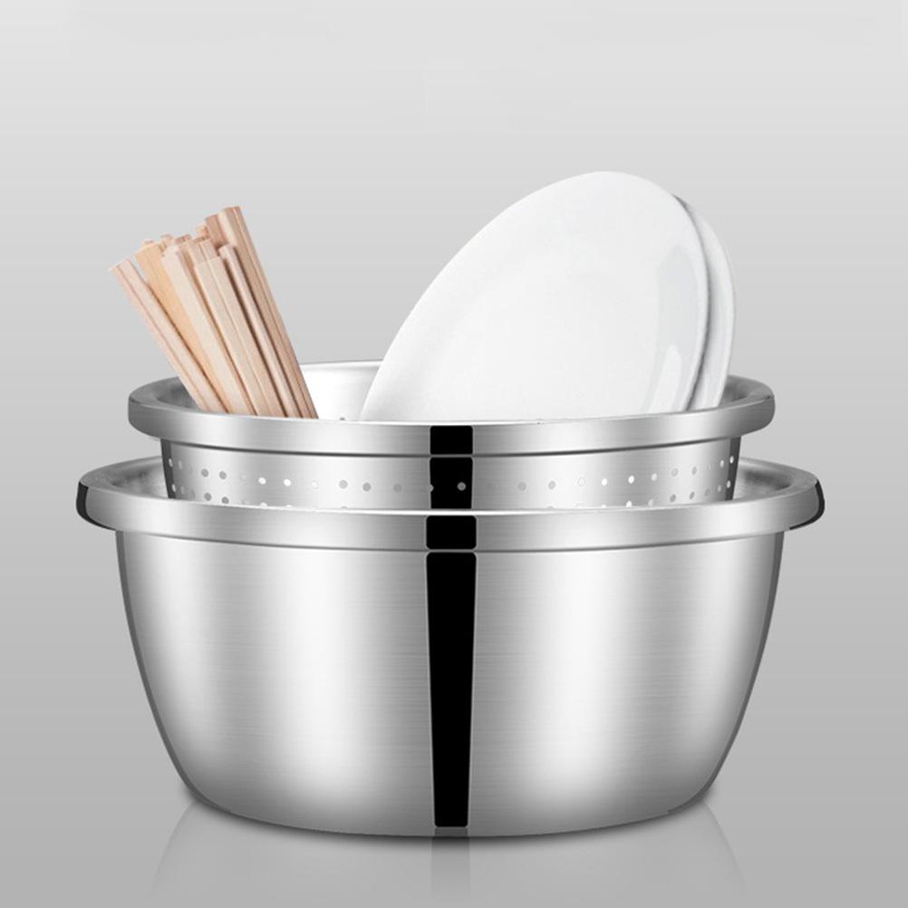 Stainless Steel Drain Bowl 22Cm Fruit Vegetable Washing Basket Kitchen Food Draining Tool Dishwasher Safe Outdoor