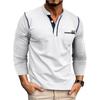 Men's Casual Tops Winter Fall Henley T-Shirt Long Sleeve Color Block, European American Size Outwear Crossborder