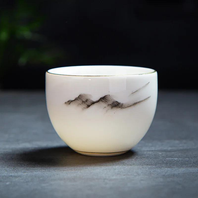 

Китайская ручная работа, белая фарфоровая чайная чашка, дорожная портативная чайная пиала, аксессуары для чайного набора для дома, бутиковая чашка-мастер, личная чашка 6.5x5cm 75ml