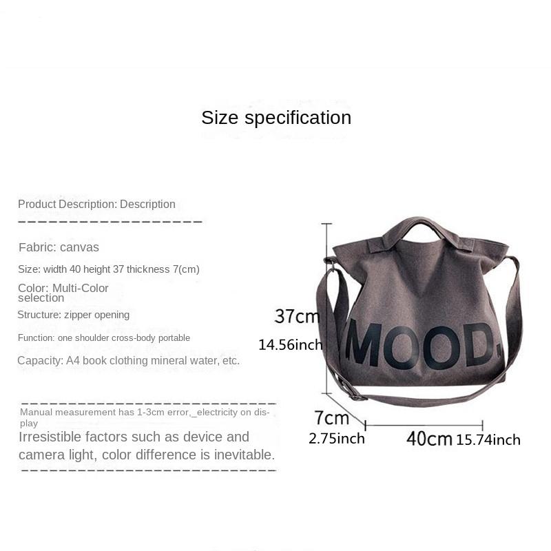 Solid Color Printed Canvas Large Bag, Canvas Shoulder Crossbody Bag, Large Capacity Tote Bag, Travel and Commuting Storage Bag