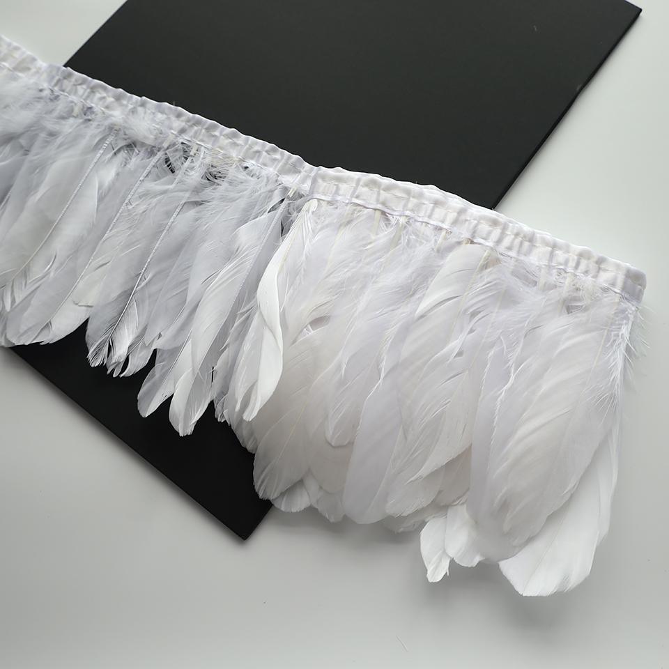 Bordures en Plumes d'Oie Ruban Franges 2 Yards/pièce Couture Artisanat Plume dans Robe Jupe Décoration Murale pour Vêtements de Fête