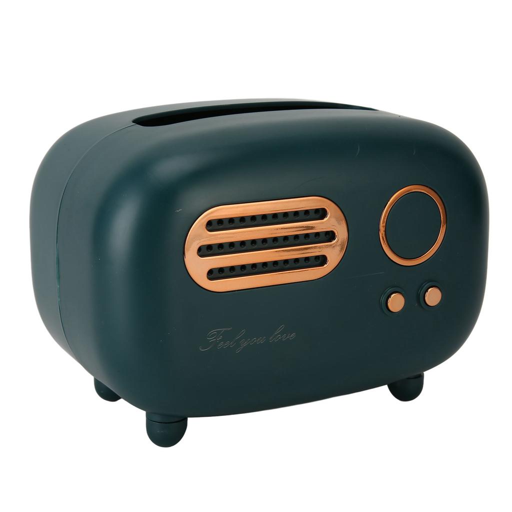 Tissue Box Holder Cute Radio Wide Opening Anti Slip Feet Plastic Tissue Paper Box for Bedroom Living Room