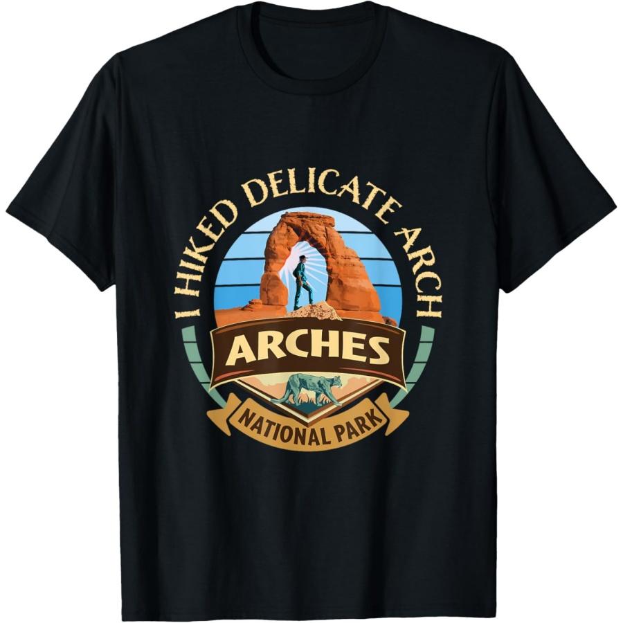 I Hiked Delicate Arch Arches National Park Hiker with Cougar T-Shirt S