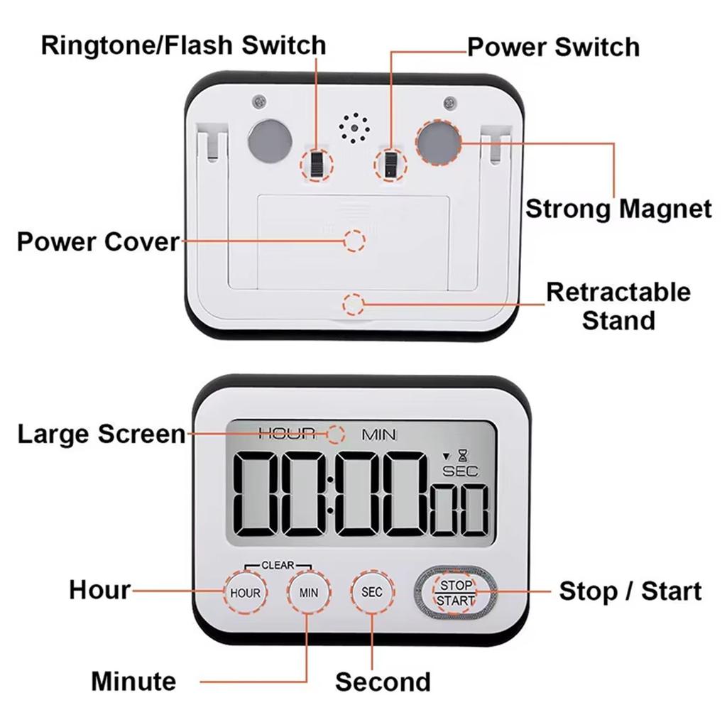 Count Up/Down Timer for Teacher Classroom Kid Home Tabletop Magnetic Timer Stopwatch Cooking Timer Kitchen Digital Timer