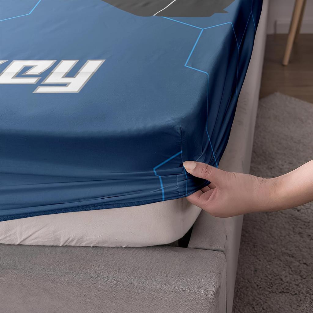Ice Hockey Player Pattern Sheet Four Piece Bedding Set Bedroom Room Dormitory Bedding Decoration