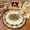 Christmas Round Area Rug Realistic Pinecone Branch Circle Carpet Washable Non Slip Farmhouse Front Door Entryway Decor