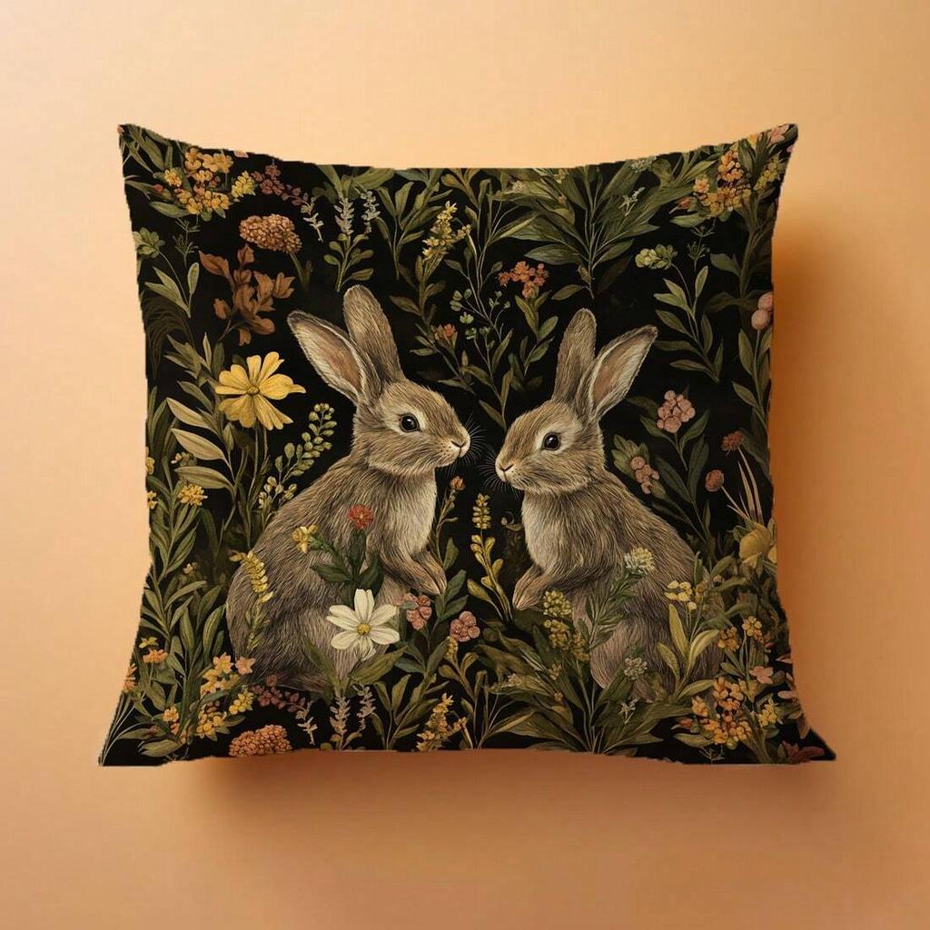 Botanische Konijn Kussenhoes Dubbelzijdig 2Dprint Tijdloos Zacht Kussenhoes Woonkamer Slaapkamer Sofa Decor Betoverende Sfeer Cadeau
