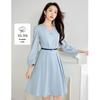 Xiangying French Style V-Neck Puff Sleeve Dress